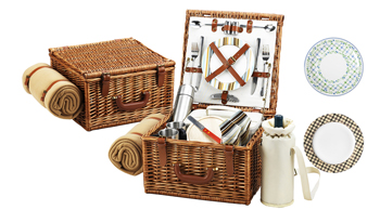 Cheshire Basket for 2 w/coffee set & blanket 