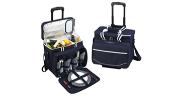 Picnic at Ascot Equipped Picnic Cooler with Service for 4 on Wheels - Paris